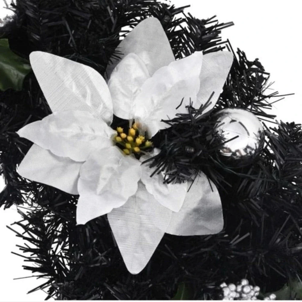 New‎ CHARMMA Christmas Wreath with LED Lights Black 23.6